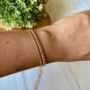 Stainless steel Elegant Gold plated and rainstone Bracelet with adjustable strap